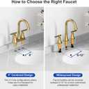 Bathroom Faucets for Sink 3 Hole, Hurran Brushed Gold Bathroom Sink Faucet with Pop-up Drain and Supply Lines, Stainless Steel Lead-Free Widespread Faucet for Vanity RV Farmhouse Sink