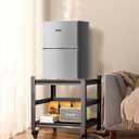 Mini Fridge Stand with Storage,Heavy Duty Mobile Mini Fridge Shelf with 4 Lockable Wheels,220lbs Mini Fridge Table for Dorm,Small Refrigerator Stand Storage Cart (19.67"*19.67 * 17.7")