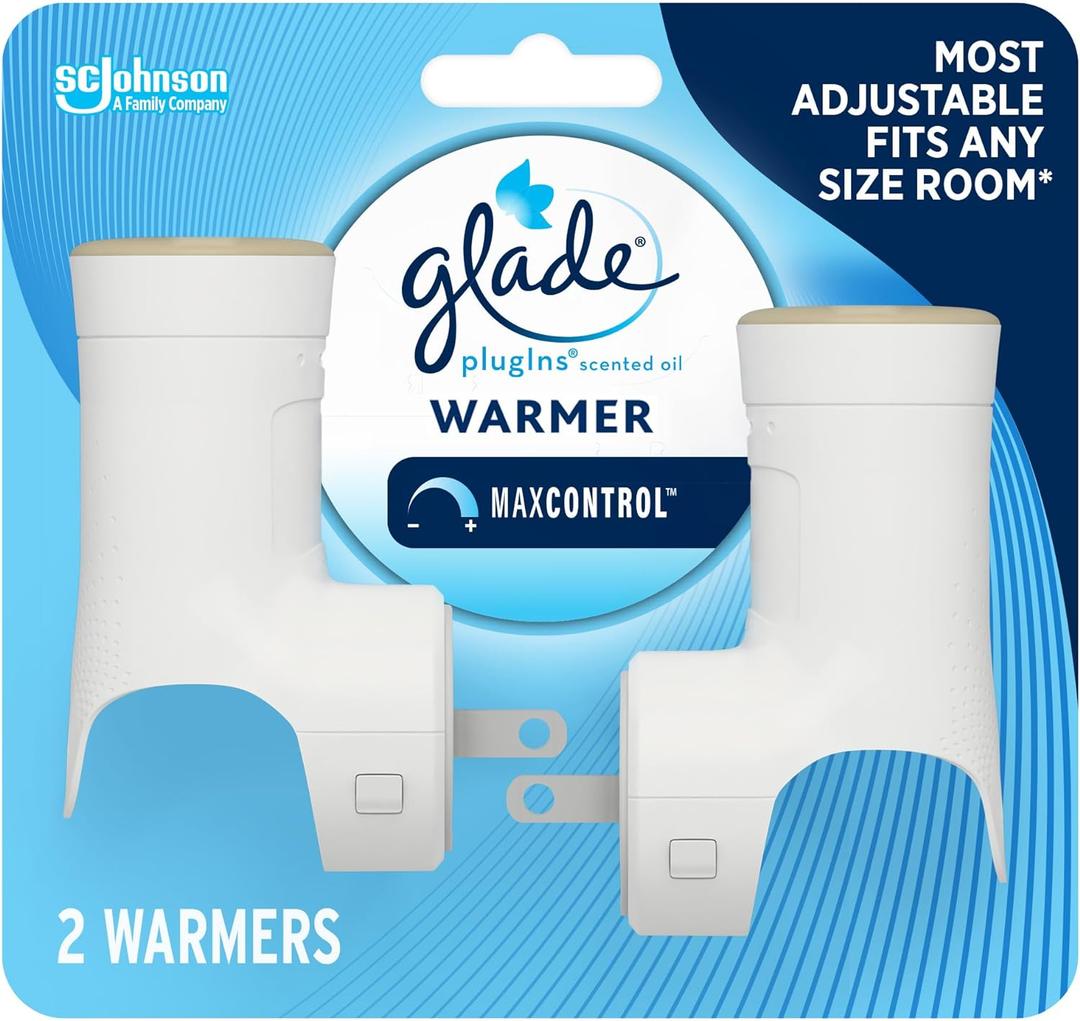 Glade PlugIns Air Freshener Warmer, Scented and Essential Oils for Home and Bathroom, Up to 70 Days on Low Setting, 2 Count