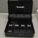 Cash Box with Money Tray and Combination Lock, Lock-Durable Metal Cash Box with Money Tray, 5 Compartments for Cions & 4 Spring-Loaded Clips for Bills, 11 4/5" x 9 2/5" x 3 1/2", Black