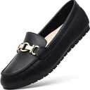 Loafers for Women Business Casual Shoes Comfortable & Lightweight Penny Loafers Slip On Work Flats (8.5, Black Napa Leather)