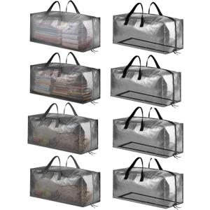 SpaceAid Heavy Duty Moving Bags, Extra Large Storage Totes W/Backpack Straps Strong Handles & Zippers, Alternative to Moving Boxes, Packing & Moving Supplies, Clear (8 Pack)