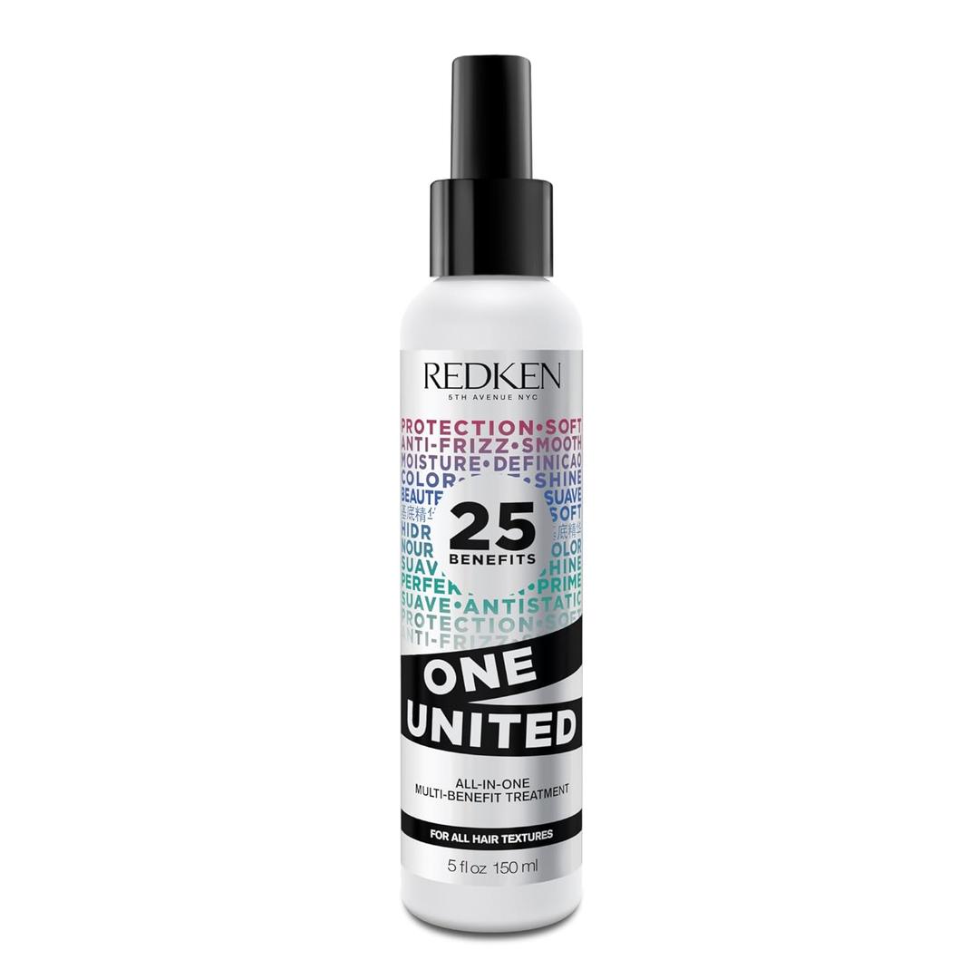 Redken One United All-In-One Leave In Conditioner - Multi-Benefit Leave In Treatment For All Hair Types, Heat Protectant and Detangler Spray, Paraben-Free (5 Fl Oz (Pack of 1))