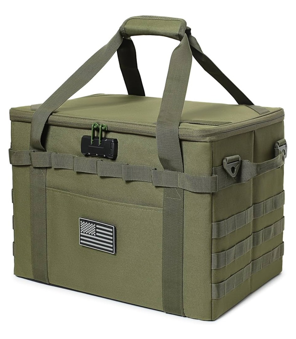 Tactical Camping Storage Bag - 38L Utility Tote Bag Organizer with Combination Lock and Shoulder Strap