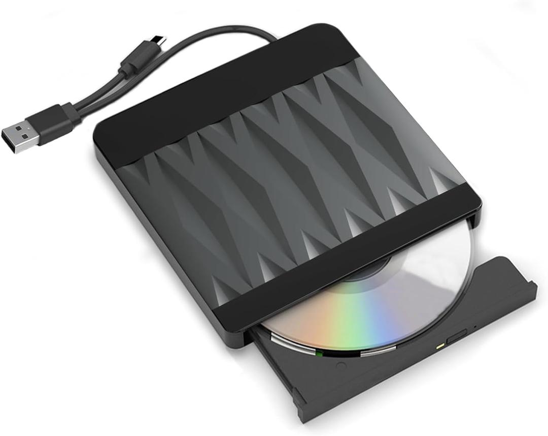 gingo External CD/DVD Drive for Laptop USB 3.0 CD ROM Burner Slim Portable CD Reader DVD Player Reader Writer Optical Disc Drive Compatible with Laptop Desktop PC Windows 11/10/8/7 Linux OS Mac