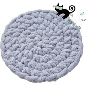 Urnat Cat Kneading Mat, Handmade Round Cushion Bed Pad Kittens (Blue,S)