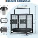 Large Bird Cage, 71" h Rolling Birdcage with Play Top & Storage Cabinet, Wood Parakeet Cage for Macaw Parakeet Parrot Cockatiel Budgie (Black)