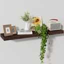 Axeman Floating Shelves, 8 Inch Deep Rustic Solid Wood Wall Shelves for Storage, Wall Mounted Display Shelving with Invisible Heavy-Duty Metal Bracket, 36" W x 8" D x 1.6" H, Rustic Brown (36" W, 1-Pack)