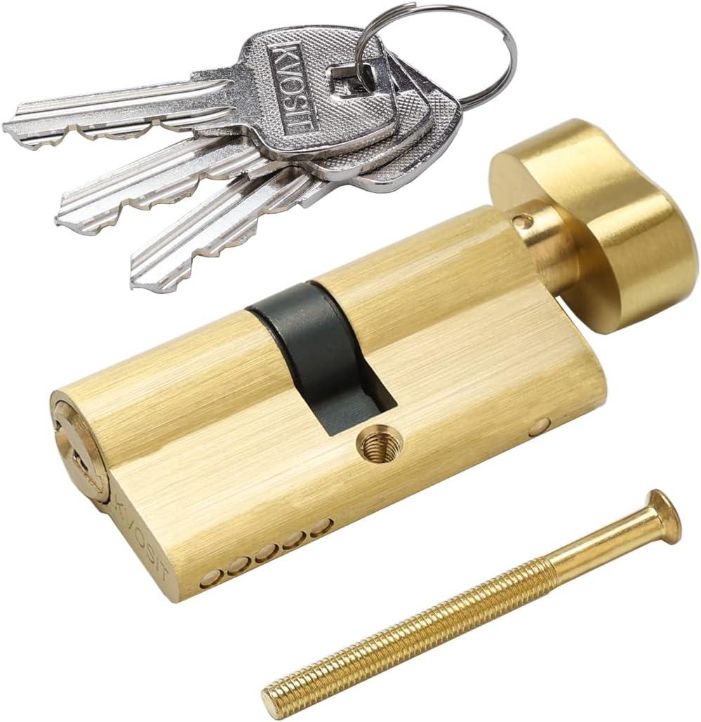 Solid Brass Lock Cylinder with 3 Brass Keys 63mm Door Lock Cylinder Replacement