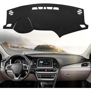 Leather Dashboard Dash Cover Mat Carpet PU Compatible with 2015-2017 2018 2019 Hyundai Sonata