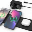 ZealSound Wireless Charging Pad, 3-in-1 Fast Wireless Charger with 36W Adapter for iPhone 17/16/15, Samsung Galaxy, AirPods & Galaxy Buds, Ultra-Slim PU Leather Charging Station for Home Office Travel