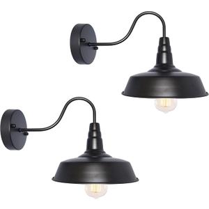 BRIGHTESS Bathroom Light Fixtures,Black Vanity Light, Decor Barn Light,E26 Farmhouse Wall Lamps Sconces Kitchen Bedroom Hardwired (2 Packs) (Set of 2)
