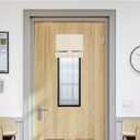 Vatge Classroom Door Window Cover - Tie Up Classroom Door Curtain for Room Darkening Small Window Covering for Office/Glassdoor, 1 Panel, W31 x L194 inch  Light Beige