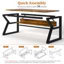 Aevum azn 55 inch Computer Desk with Storage Shelf, K-Shaped Office Desk with Sturdy Metal Frame, Writing Gaming Work Desk with Waterproof Surface for Home Office & Bedroom, Rustic Brown 20"D x 55"W x 28.5"H