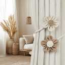 KLOGTSIND Flower Curtain Tiebacks, 4 Pack Boho Curtain Ties Elegant DIY Curtain Holdbacks, Decorative Window Drape Twist Tie Backs for Bedroom Decor, Nursery Decor, Farmhouse Decor