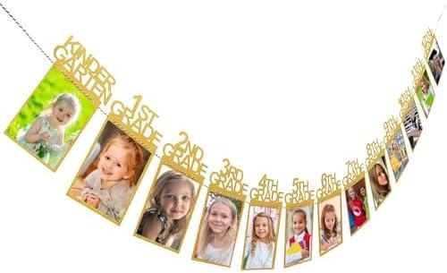 Tiaze 2026 Graduation Decorations Class of 2026 2027 Decorations Graduation Photo Banner 5x7 Graduation Party Supplies, Gold, TE001G