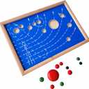 Premium Montessori Astral Map 17in(43cm) Beechwood– 9 Planets Wooden Puzzle, Solar System Space Learning Toy with Sun Planets (Pluto), Astronomy Educational Material Kids 3-6 Homeschool Toddlers