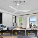 Ceiling Fans without Light,52 Inch Ceiling Fan with Remote Control,3 Reversible Blade,White Ceiling Fan for Bedroom, Living Room,Hallway