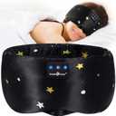 MUSICOZY Mulberry Silk Bluetooth Sleep Mask with HD Stereo Sound, Wireless Sleep Headband Headphones for Side Sleepers, Adjustable Size, Total Light Blocking, Perfect for Travel Relaxation Sleep