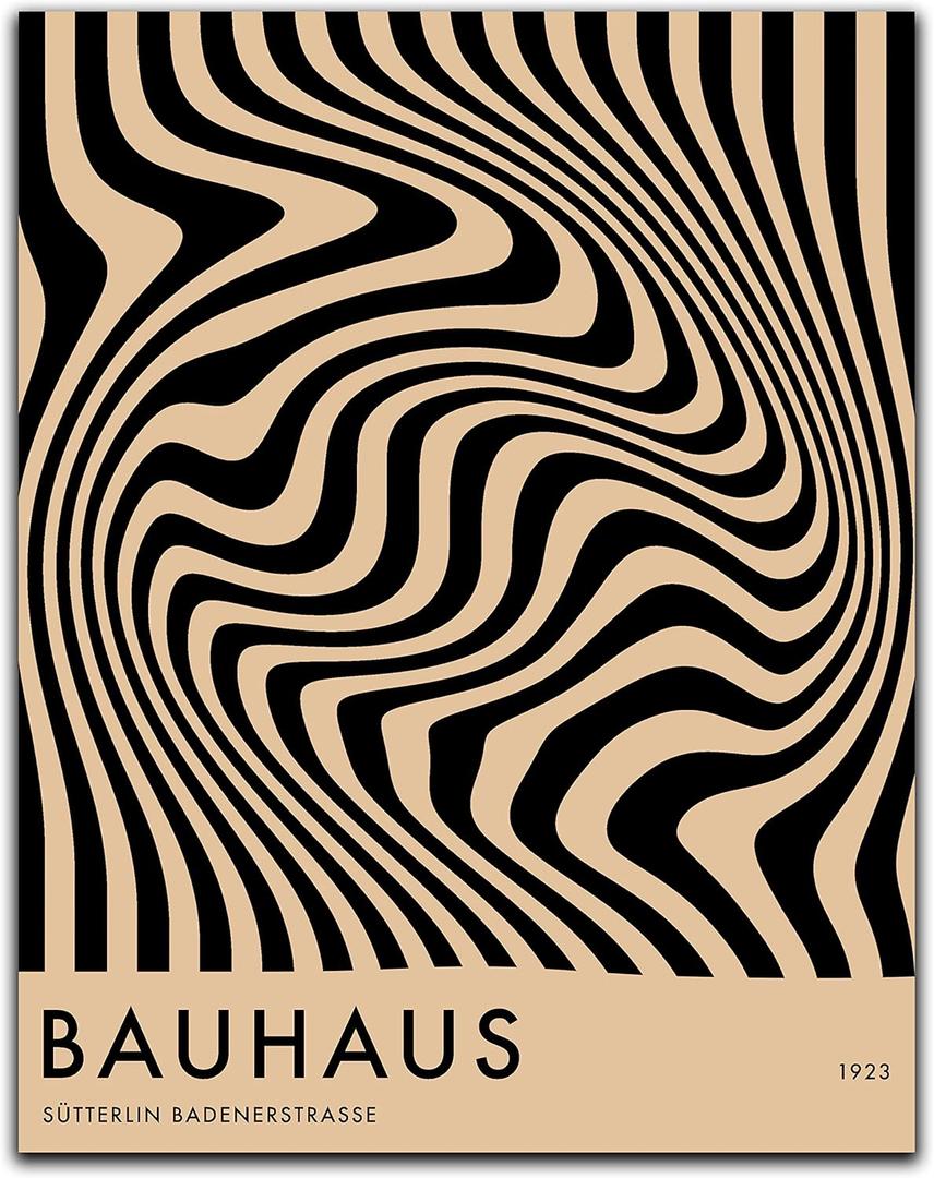 Mid Century Modern Bauhaus Wall Art - 11x14" UNFRAMED Print - Abstract Wall Decor - Exhibition Poster Replication (Black)