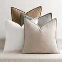 MIULEE Neutral Green Linen Pillow Covers Pack of 4 Decorative Natural Solid Throw Pillow Covers Accent Boho Farmhouse Couch Pillowcases Modern Spring Home Decor for Living Room Bed Sofa 18x18 Inch