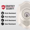 Kwikset Belleview Front Door Lock Handle and Deadbolt Set, Entry Handleset Exterior with Interior Door Knob, Satin Nickel, Pick Resistant SmartKey Rekey Deadbolt Security