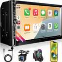 7 Inch Car Stereo with Wireless Apple CarPlay,Double Din Car Radio Androdi Auto,Bluetooth 5.2,IPS 1024 * 600 Display,FM Radio, Backup Camera,Online Navigation,178 * 100mm,Car Audio Receivers