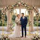 Metal Arch Backdrop Stand Wedding Arch frame Set of 3 (7.2FT/6.6FT/6FT) Gold Backdrop Arch Stand for Wedding Ceremony Birthday Party Baby Shower Graduation Ceremony Decoration