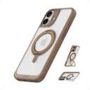 Anker Ultra Magnetic for iPhone Case with Sturdy 360 Ring Stand, Military-Grade Shockproof Kickstand Compatible with MagSafe (for iPhone 16, Caramel)