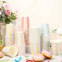 Pastel 100 Pcs Striped Paper Cups 9 oz Cute Disposable Cups Ideal for Hot or Cold Drinking Wedding Birthday Party Supplies