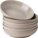 AmorArc 8.5'' Large Pasta Bowls, 36oz Ceramic Salad Serving Bowls Set of 6 for Kitchen, Wide Stoneware Bowls for Pasta,Salad,Fruit,Bread, Microwave Safe, Cappuccino