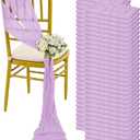 60 PCS Lavender Cheesecloth Chair Sashes, 16 x 108 inch Ties Bows Designed Sashes Universal Chair Covers for Rustic Wedding Banquet Party Hotel Event Aisle Home Kitchen Decoration