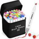 Caliart Markers Brush Tip, 51 Colors Dual Tip Artists Coloring Markers Set Brush & Chisel, Permanent Based Colored Sketch Pens, Art Supplies Gifts for Adults Drawing Illustration