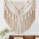 Jakalin Large Macrame Wall Hanging 47" Wx 55" L Brown Macrame Wall Decor Boho Panels Handmade Yarn Wall Art Living Room Bedroom Home Decor