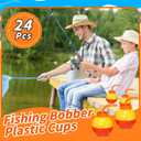Amyhill 24 Set Fishing Bobbers Cups with Straws and Lids Red and Yellow Fishing Birthday Party Decorations 10 oz Plastic Cups for Kids Fishermen Birthday Party Favor
