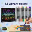 3 x Desire Deluxe Acrylic Paint Pens for Rock Painting, Stone, Ceramic, Glass, Wood, Canvas – Set of 12 Non Toxic Water Based Markers - Great Artists Painting Supplies (Dual Tip Multicolor, 12)