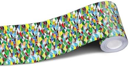 IVN Wallpaper Border Peel and Stick Wall Decorative Abstract Mosaic Print Trim Self Adhesive Border for Walls Mirror Frame Accent Strip for Bedroom Kitchen LivingRoom 4x196 Inch