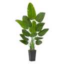 Lifelike Bird of Paradise Artificial Plant 7ft Faux Banana Leaf Tree with Black Tall Wavy-Textured Planter for Home Decor - Perfect Indoor Silk Floor Plant for Living Room Office Ambiance Enhancement