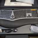 ProtoArc Ergonomic Wireless Keyboard Mouse, EKM01 Plus Full Size Ergo Bluetooth Keyboard Mouse Combo, Split Design, Wrist Rest, Multi-Device, Rechargeable, for Windows/Mac OS (Space Gray)