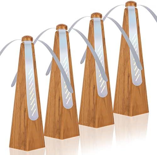 4 Pack Fly Fans for Tables Portable Fly Fan Keep for Your Food Clean Meal Table Fly Fan for Outdoor Indoor Picnic Dinner Classroom(Wood Grain)
