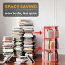 SpaceAid 3 Tier Rotating Bookshelf Tower, Spinning Bookcase Lazy Susan, Revolving 360 Book Shelf Storage Round Carousel, Vertical Rotate Turning Spiral Corner Organizer, Pink, 3 Tier, 37.8" H