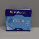 Verbatim Cd-R Recordable Disc, 700 Mb/80 Min, 52x, Slim Jewel Case, Silver, 10/Pack