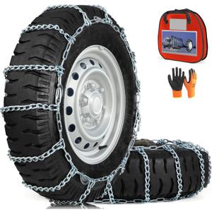 Snow Chains, Thickened and Wear-Resistant High Carbon Steel Anti Slip Tire Chain for Light Truck, Pickups, and SUVs, Set of 2 (220275)