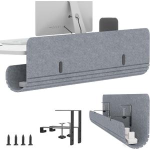 47.2" Under Desk Cable Management Tray, No Drill Cable Organizer for Table | Clamp/Screw Mount Felt Cord Organizer, Hidden Cord & Wire Management, Standing Desk Cable Tray Under Desk for Office, Home