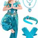 IKALI Princess Costume for Girls Kids Toddlers Arabian Princess Fancy Dress Up for Birthday Cosplay Party