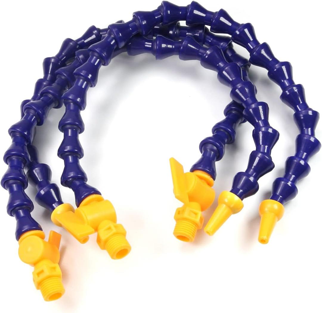 Auniwaig 3PCS G1/ 4-Inch Thread Water Oil Coolant Hose Pipe Plastic, Round Nozzle Flexible, Adjustable Flexible Cooling Tube 400mm Length with Valve for Hydraulic Machinery/ Water Cooling System