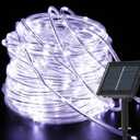 Solar Rope Lights Outdoor Waterproof, 33FT 100LED Outdoor String Lights Clear PVC Tube Fairy Lights, 8 Modes Trampoline Light for Pool Tree Garden Yard Home Camping Wedding Halloween Holiday Decor