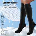 Cotton Compression Socks for Women&Men 15-20mmHg Knee High Cute Support Sock for Nurses, Pregnant Women, Travel (Large-X-Large, 3 Pairs-black&grey&white)