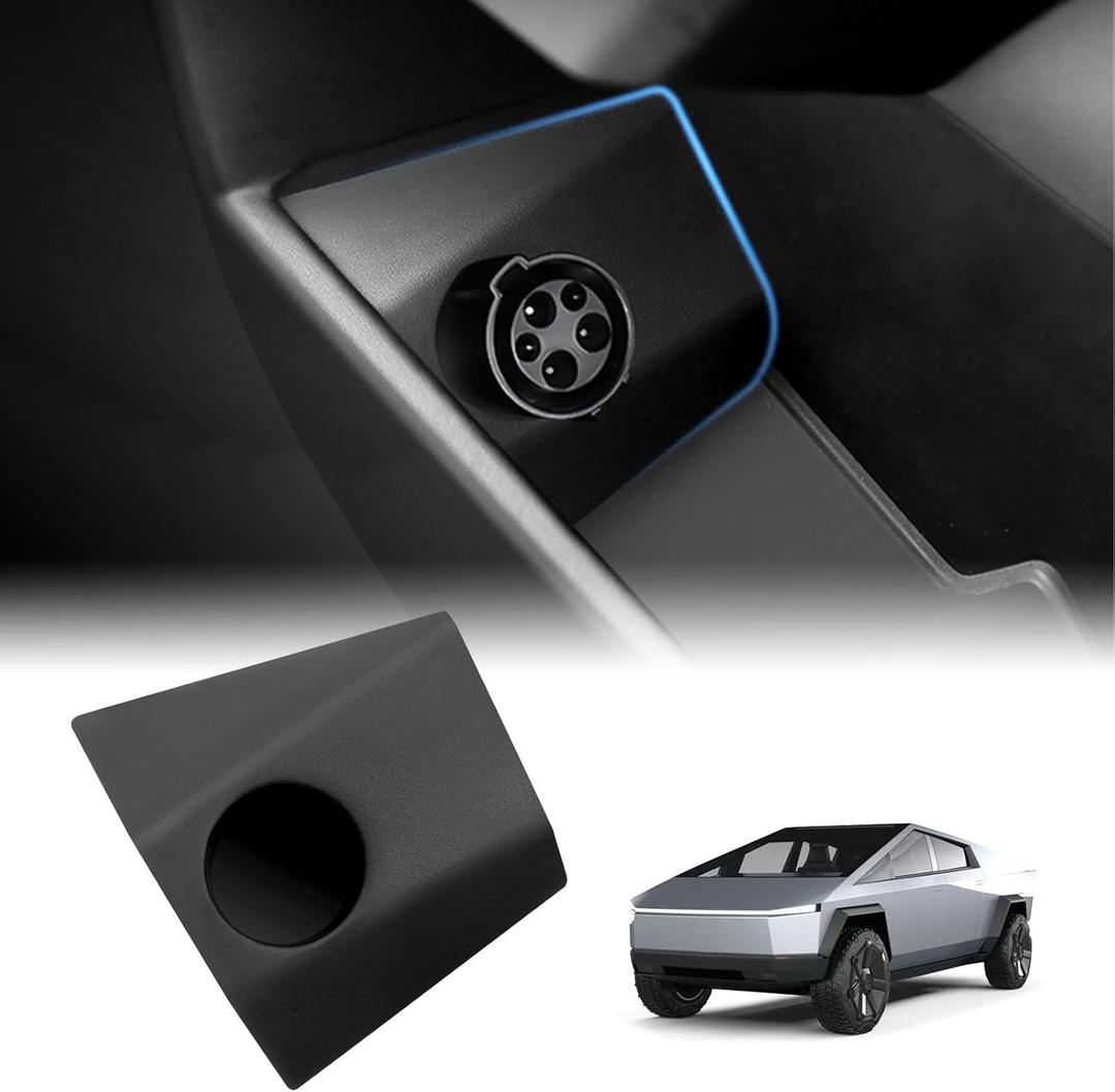Charging Adapter Storage Box for Tesla Cybertruck 2024 2025, ABS Adapter Door Socket Compatible with Tesla Cybertruck Accessories 2024 2025 |Adaptor Not Included (black)