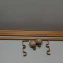 KAMANINA 1 Inch Wood Double Curtain Rods for Windows 66 to 120 Inches (5.5-10 Feet), Heavy Duty Decorative Curtain Rods, Wooden Drapery Rods with Leaf Pattern Finials, Wood Grain